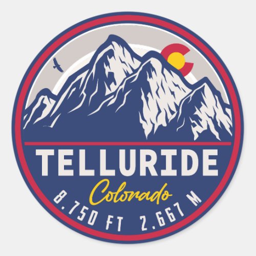Telluride Colorado Mountains Retro Vintage Classic Round Sticker