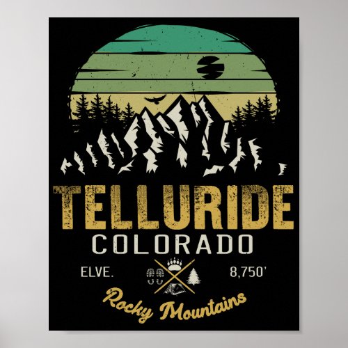 Telluride Colorado Mountains Retro Vintage Poster
