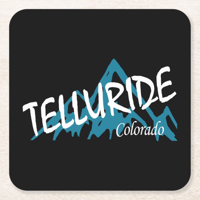 Telluride Colorado Mountains Square Paper Coaster (Front)