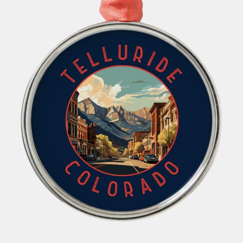 Telluride Colorado Retro Distressed Circle Metal Ornament