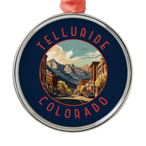 Telluride Colorado Retro Distressed Circle Metal Ornament