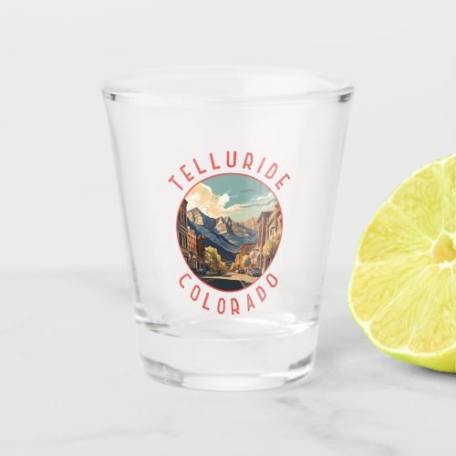 Telluride Colorado Retro Distressed Circle Shot Glass