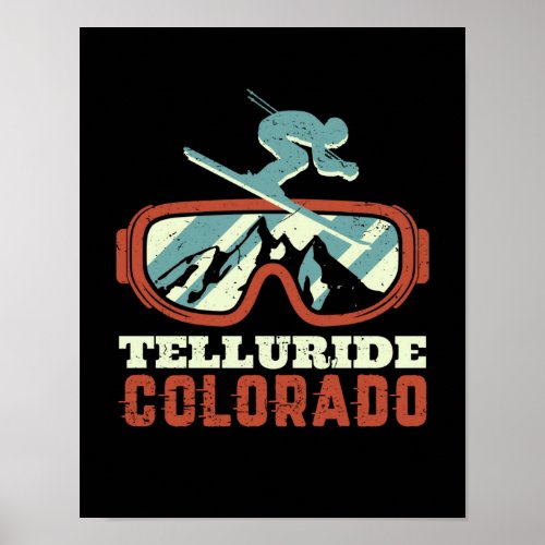 Telluride Colorado Retro Skiing Snowboarding Poster