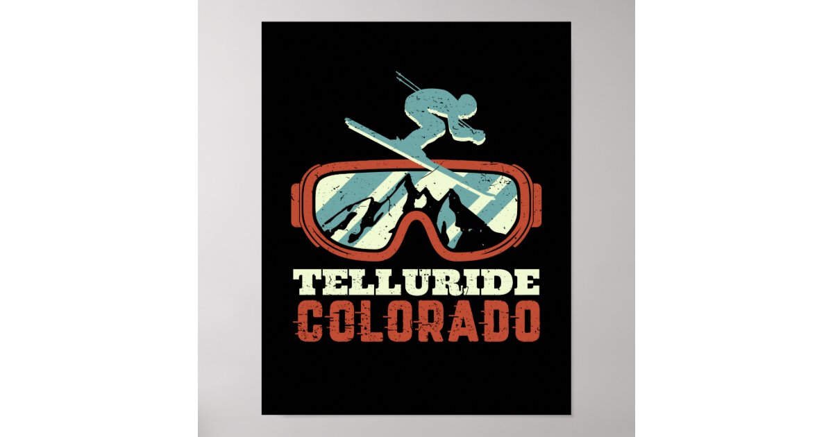 Telluride Colorado Retro Skiing Snowboarding Poster | Zazzle