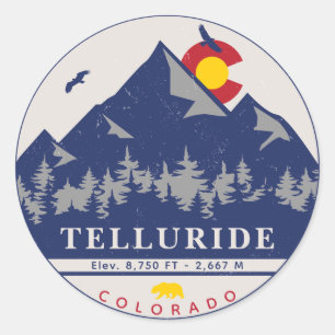 Telluride Colorado Retro Sunset Ski Souvenirs Classic Round Sticker
