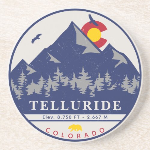 Telluride Colorado Retro Sunset Ski Souvenirs Coaster
