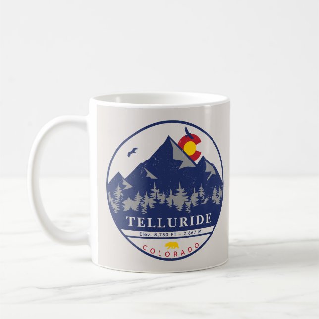 Telluride Colorado Retro Sunset Ski Souvenirs Coffee Mug (Left)
