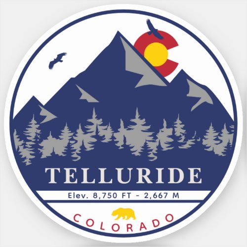 Telluride Colorado Retro Sunset Ski Souvenirs Sticker