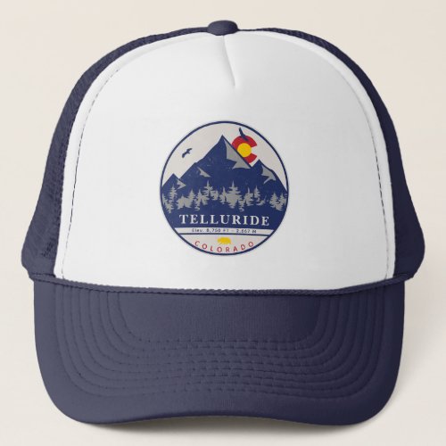 Telluride Colorado Retro Sunset Ski Souvenirs Trucker Hat