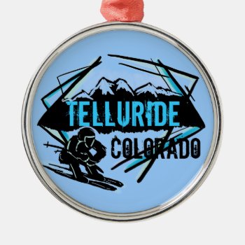 Telluride Colorado Ski Blue Mountain Ornament by ArtisticAttitude at Zazzle