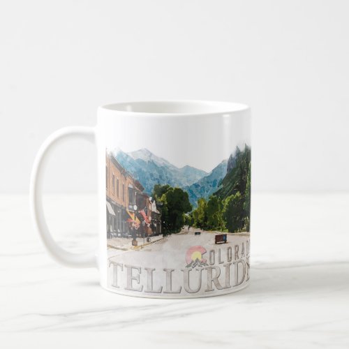  Telluride Colorado Ski Mountains Watercolor Coffee Mug