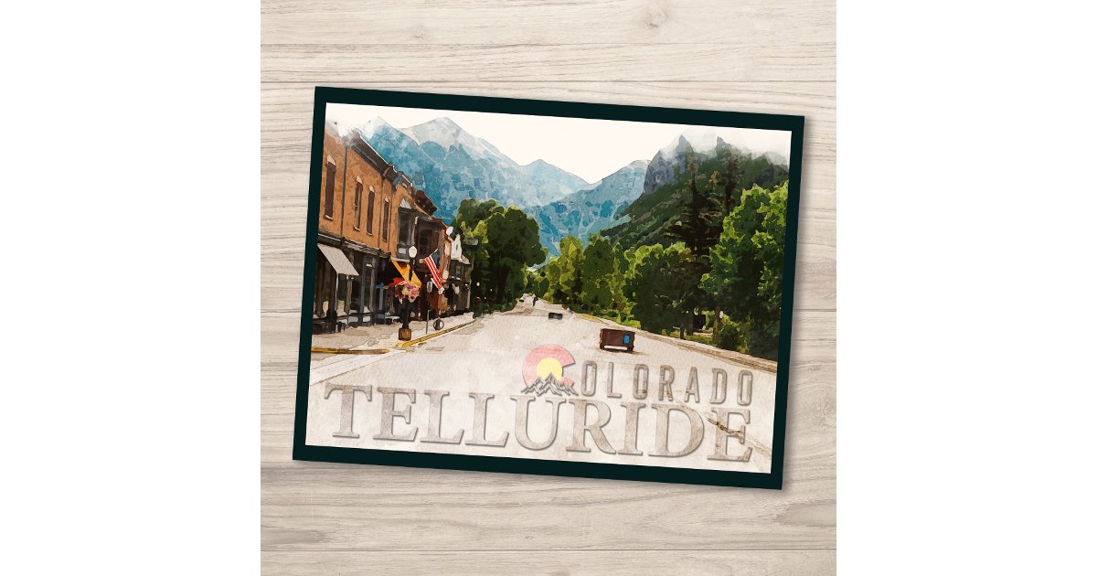 Telluride Colorado Ski Mountains Watercolor Postcard | Zazzle