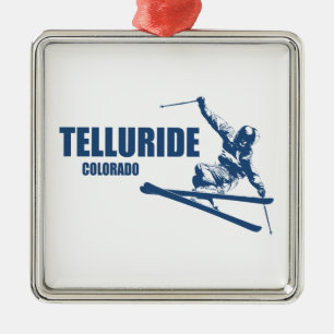 Telluride Colorado Skier Metal Ornament