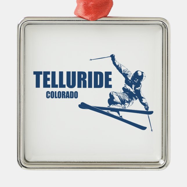 Telluride Colorado Skier Metal Ornament (Front)