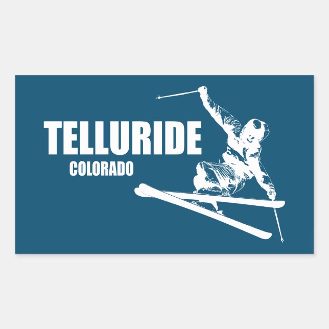 Telluride Colorado Skier Rectangular Sticker (Front)