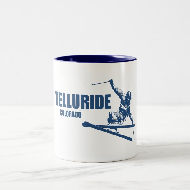 Telluride Colorado Skier Two-Tone Coffee Mug (Center)