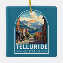 Telluride Colorado Travel Art Vintage Ceramic Ornament