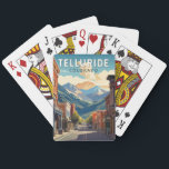 Telluride Colorado Travel Art Vintage Poker Cards<br><div class="desc">Telluride retro vector travel design in an emblem style. Telluride,  a former Victorian mining town in Colorado’s Rocky Mountains,  is set in a box canyon amid forested peaks at the base of a popular ski-and-golf resort.</div>
