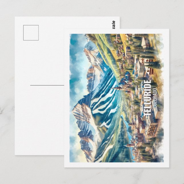 Telluride Colorado USA Famous Place watercolor Postcard (Front/Back)