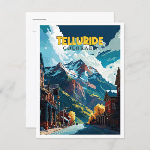 Telluride Colorado vintage travel illustration Postcard