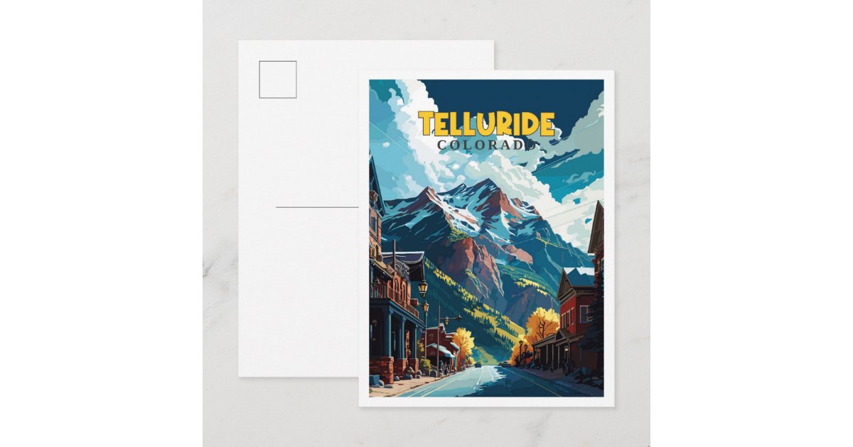 Telluride Colorado vintage travel illustration Postcard | Zazzle