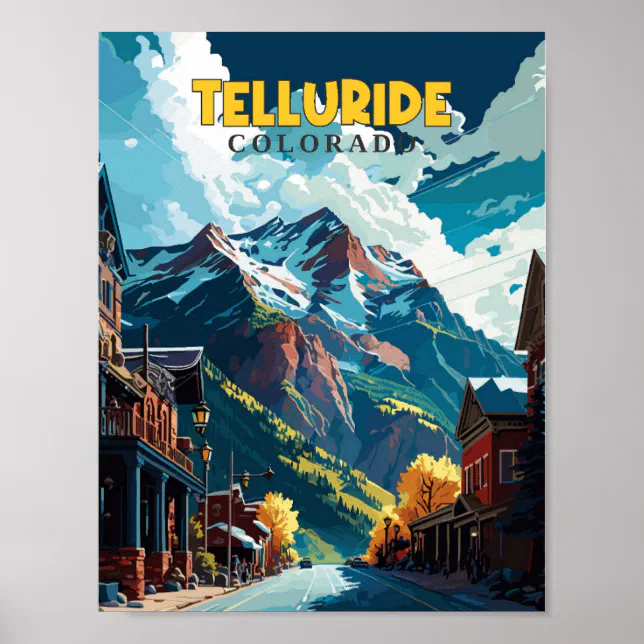 Telluride Colorado vintage travel illustration Poster | Zazzle