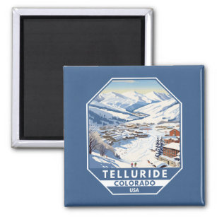 Telluride Colorado Winter Travel Art Vintage Magnet