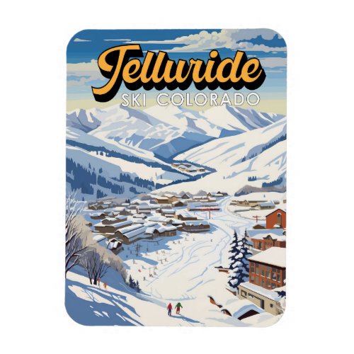 Telluride Colorado Winter Travel Art Vintage Magnet