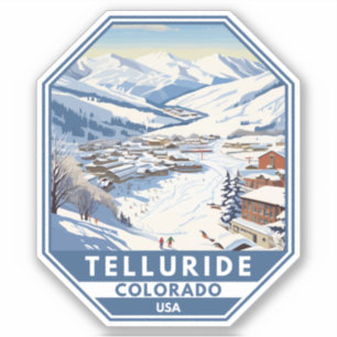 Telluride Colorado Winter Travel Art Vintage Sticker
