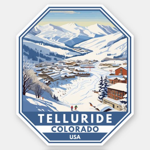 Telluride Colorado Winter Travel Art Vintage Sticker