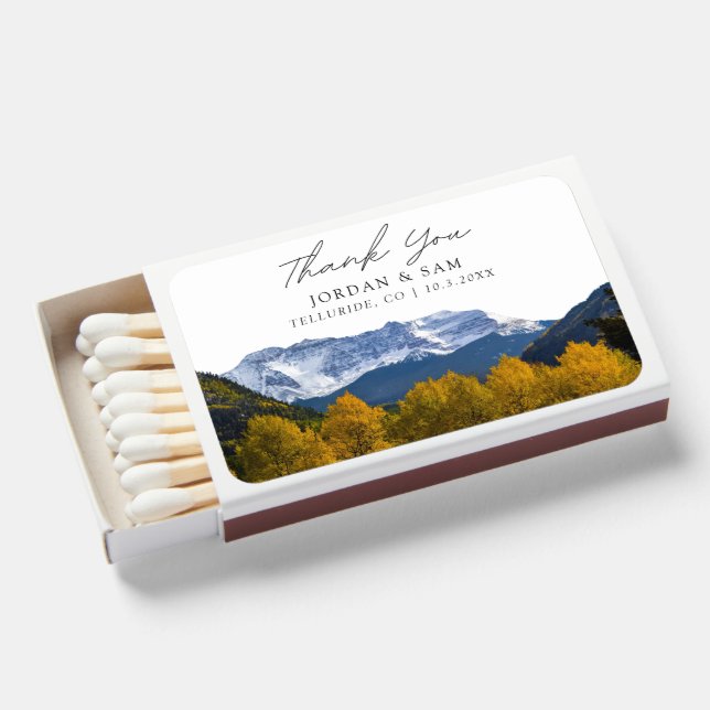 Telluride Photo Wedding Favor Thank You Matches (Front Open)