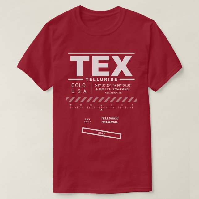 Telluride Regional Airport TEX T-Shirt (Design Front)