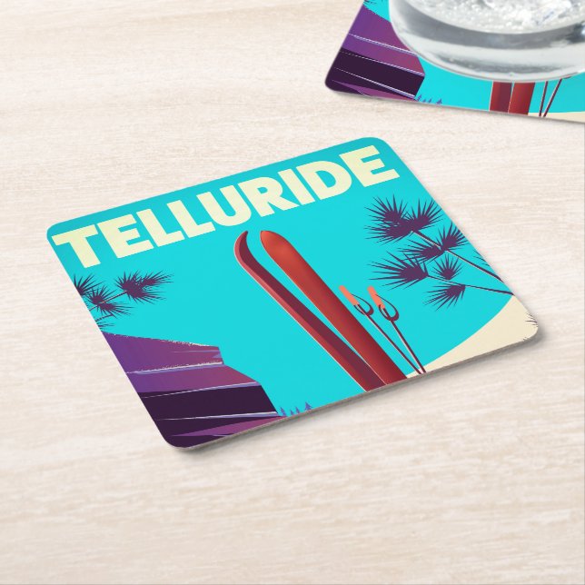 Telluride Ski Rocky Mountains Square Paper Coaster (Angled)