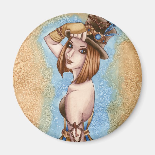 Telsa - Steampunk Magnet (Front)