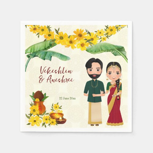 Telugu Tamil South Indian wedding personalized Napkins