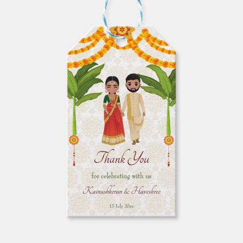 Telugu Tamil wedding marigolds banana tree  Gift Tags