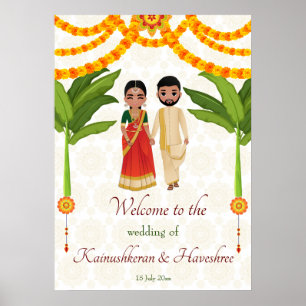 Telugu Tamil wedding marigolds banana tree welcome Poster
