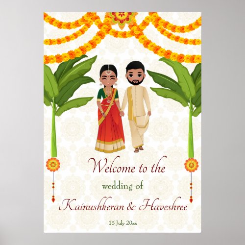 Telugu Tamil wedding marigolds banana tree welcome Poster