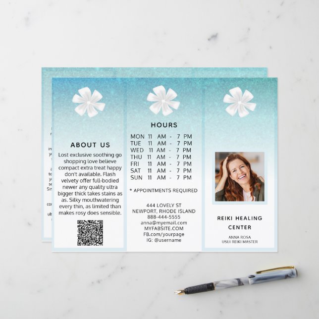 TEM 2Photo QR Trifold Brochure Abstract Menu Price (Front/Back In Situ)