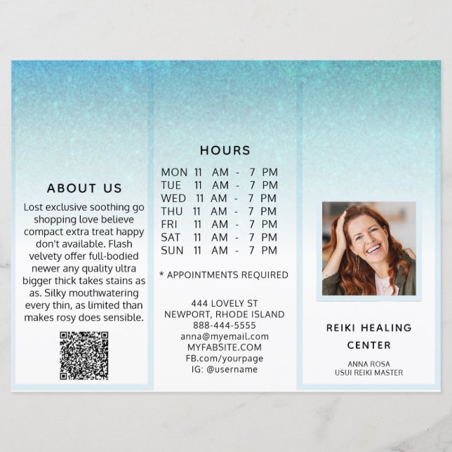 TEM* Photo QR Trifold Brochure Abstract Menu Price (Front)