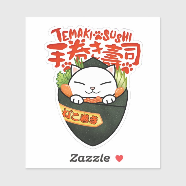 Temaki Sushi Cat Sticker (Sheet)