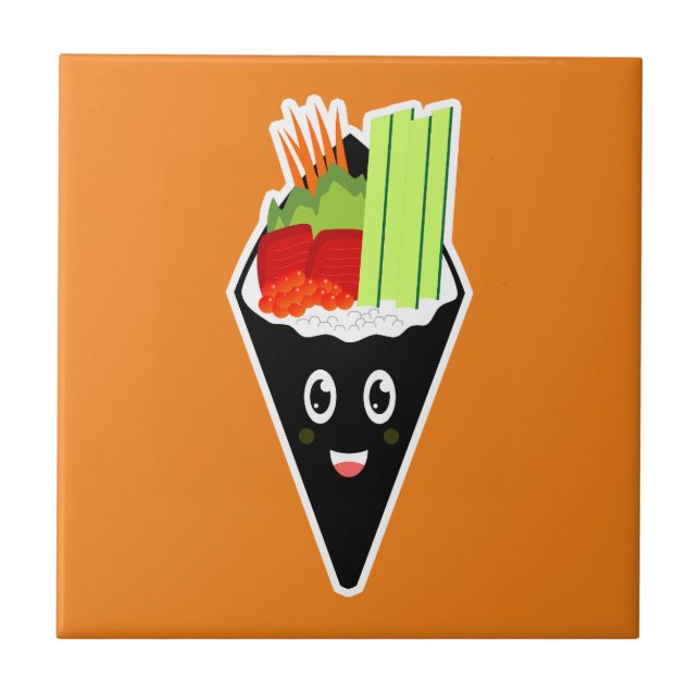 Temaki Sushi Hand Roll Ceramic Tile (Front)