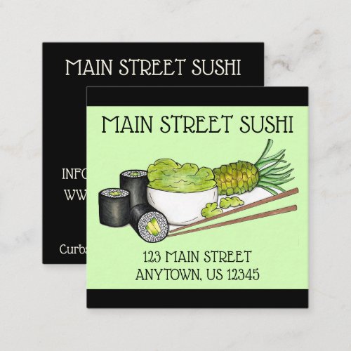 Temaki Sushi Hand Roll Japanese Food Restaurant Square Business Card