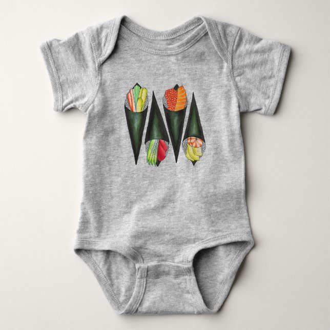 Temaki Sushi Hand Roll Rolls Japanese Food Cuisine Baby Bodysuit (Front)
