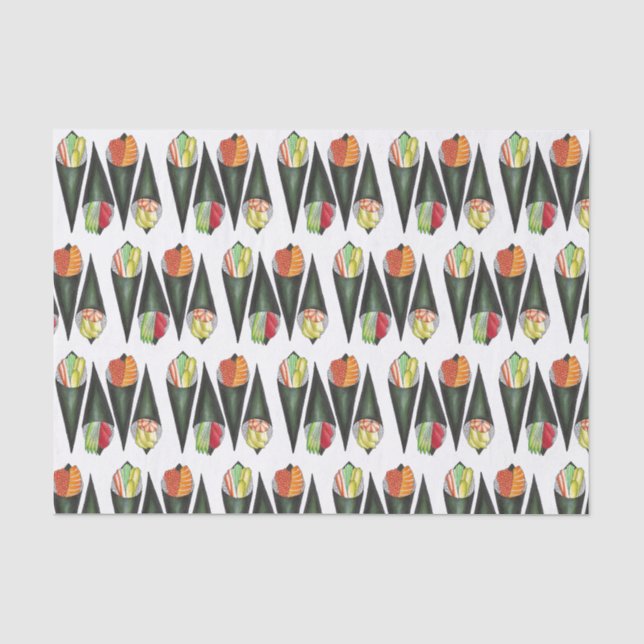Temaki Sushi Hand Roll Rolls Japanese Food Cuisine Tissue Paper (Front)