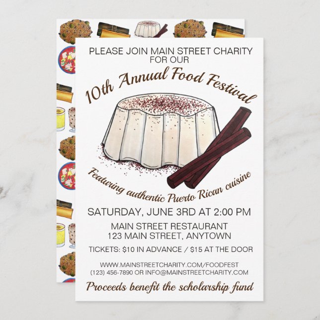 Tembleque Puerto Rican Pudding Food Festival Invitation (Front/Back)