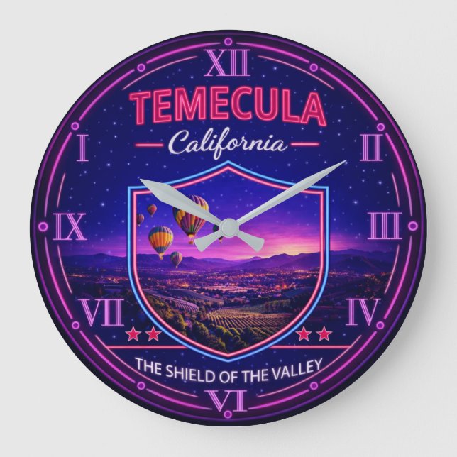 Temecula California Hot Air Balloon  Large Clock (Front)