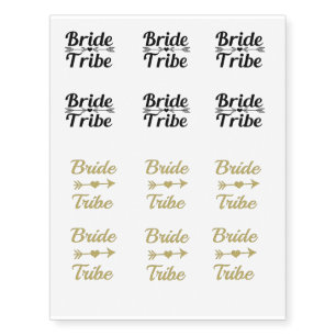 Temp Bride Tribe Bridesmaid women's gold glitter Temporary Tattoos