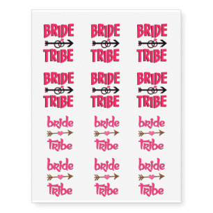 Temp Bride Tribe Bridesmaid women's Pink Temporary Tattoos