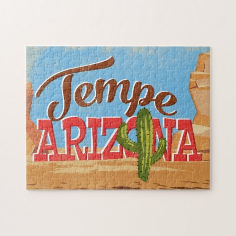 Tempe Arizona Cartoon Desert Vintage Travel Jigsaw Puzzle